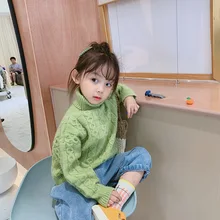 Детский зимний свитер Свитеры с высоким воротом корейский стиль ангольская из кроличьей шерсти Twist для мальчиков и девочек, вязаные пуловеры, свитера Детские топы