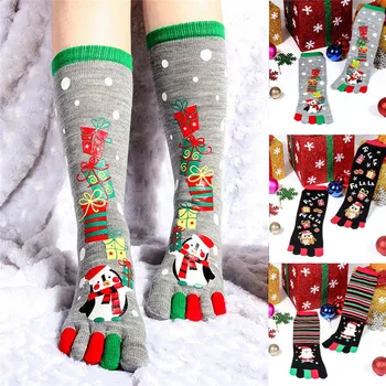 

1pair Women Girl Christmas Socks Toe Socks Unisex Cute Cartoon Snowman Owl Snowflake Deer Five Finger Winter Christmas Socks O8