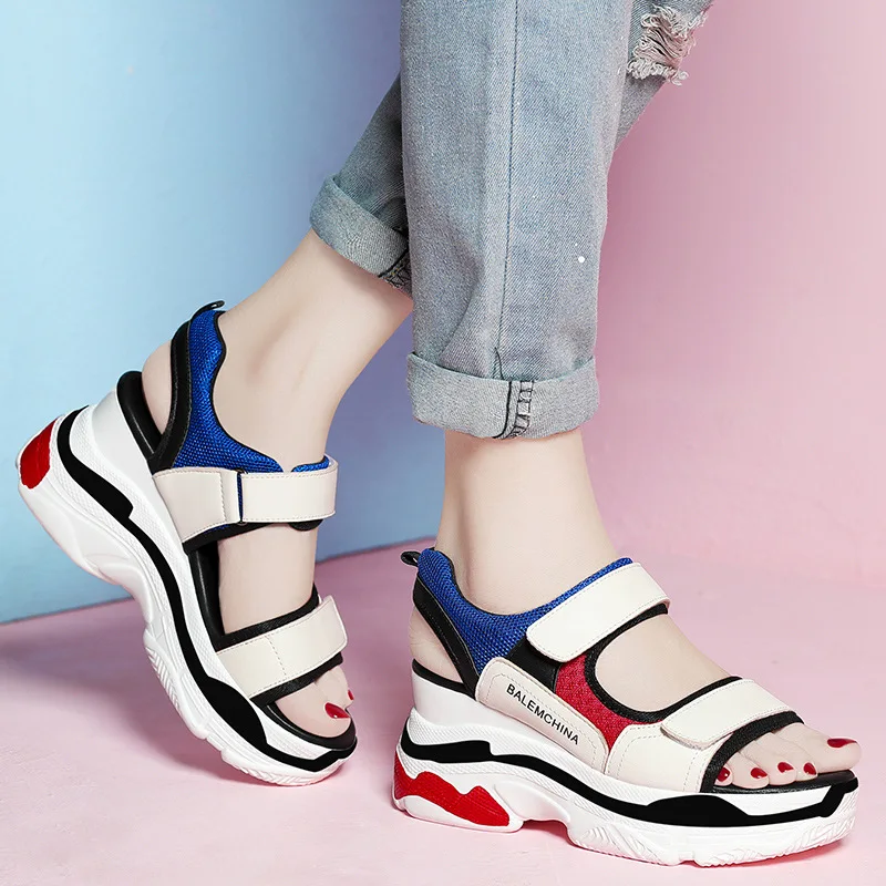 

Online Celebrity Sandals Women's Super Fire 2019 Summer New Style Korean-style Versatile Thick Bottomed Platform Sports Beach WO