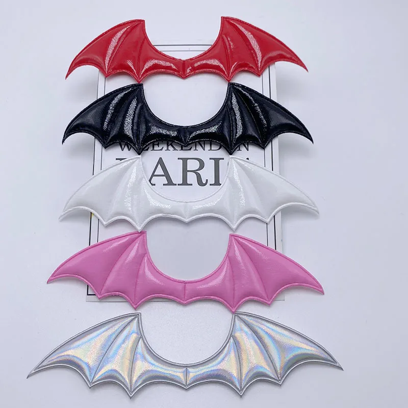 

50pcs/lot Leather Devil Bat Wings patches for for DIY headwear Halloween costume vampire hairpins accessories wholesale