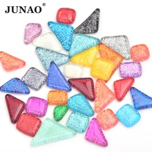 JUNAO разноцветные блестящие стеклянные мозаичные камни мозаичная стеклянная плитка галька ремесла материал Детский пазл для рукоделия мозаики