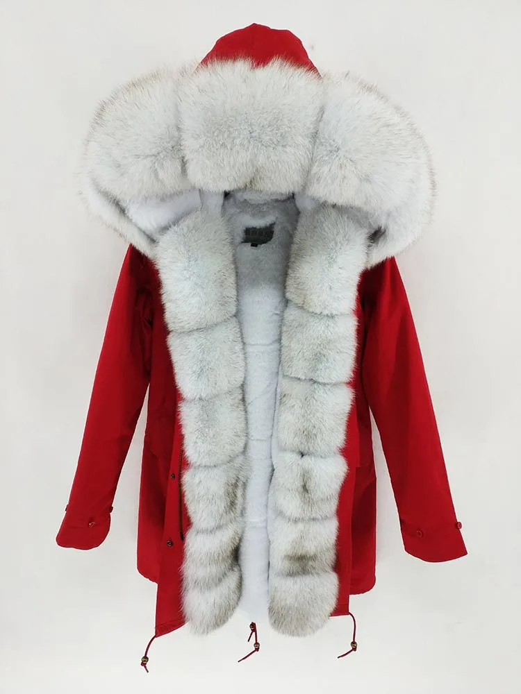 Женское пальто на натуральном лисьем меху FURTJY, длинная парка с капюшоном, теплая, толстая съемная подкладка, зимний сезон - Цвет: 22