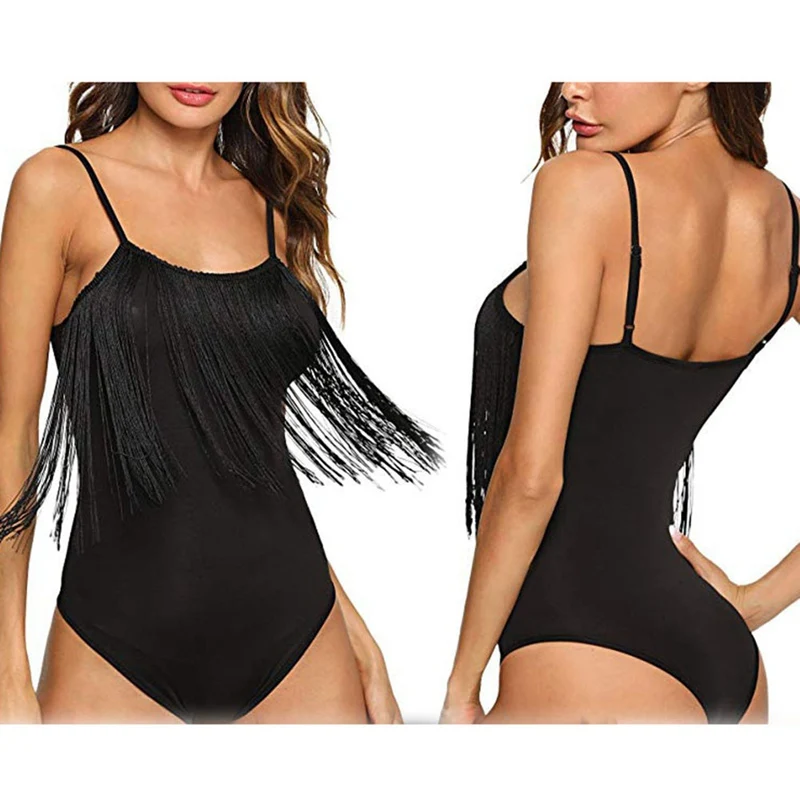 

Fringed Sexy Siamese Thong Female Black Wild Models Sleeveless Tight Figure Showing The Curve Can Be Worn Sexy And Charming