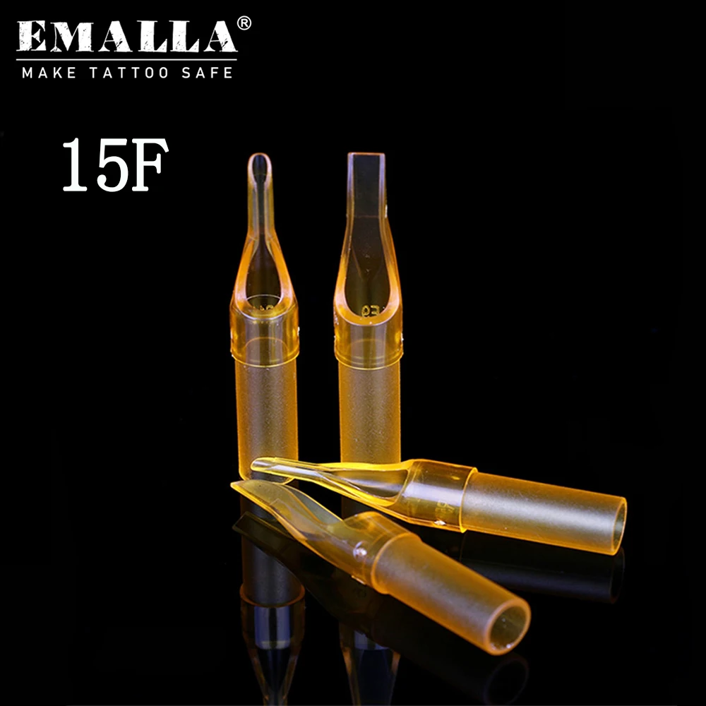 

50PCS 15F Disposable Tattoo Tip Yellow Short Open Mouth Tattoo Tips For Tattoo Neddles Tattoo Machine Gun Supplies Free Shipping