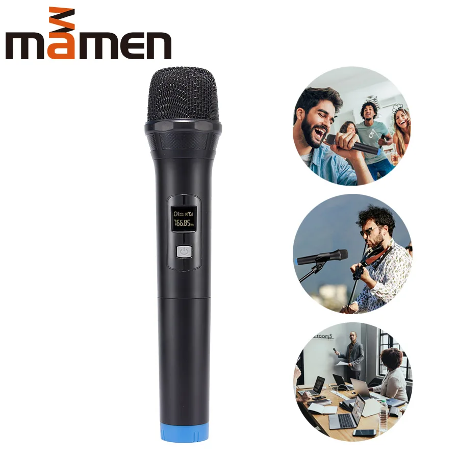 

MAMEN LED Digital Display 1 Way Handheld Transmitter Wireless Microphone Camera Microphone Party Karaoke Microphone 2019 KTV Mic