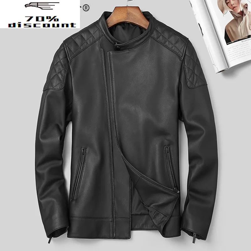 

Genuine Leather Sheepskin Jacket Men Spring Autumn Motorcycle Leather Coat Men's Leather Jackets 2020 3925 Kj2989