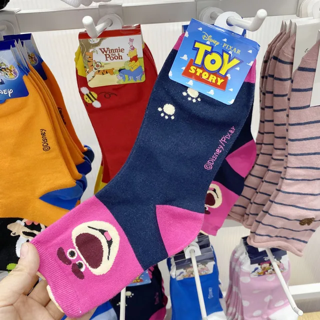 Disney 1pair Mickey Lion King Simba/Wild Boar/Aladdin Lamp God/Dumbo Socks Harajuku cartoon Print Funny sock Adult short Sock Color13