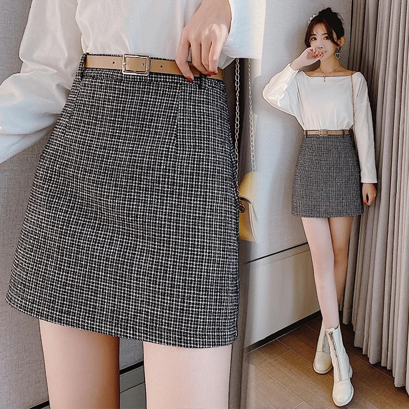 Летняя модная женская юбка Soperwillton шерстяная клетчатая мини-юбка с высокой талией