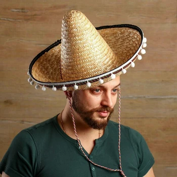 

Carnival hat "Sombrero" straw, solution 56-58