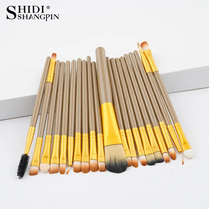 20pcs-gold 20 шт., кисти для макияжа, роскошное шампанское, для тональной основы, пудра, румяна, тени для век, консилер, Кисть для макияжа глаз, косметика, инструменты для красоты - Handle Color: 20pcs-gold