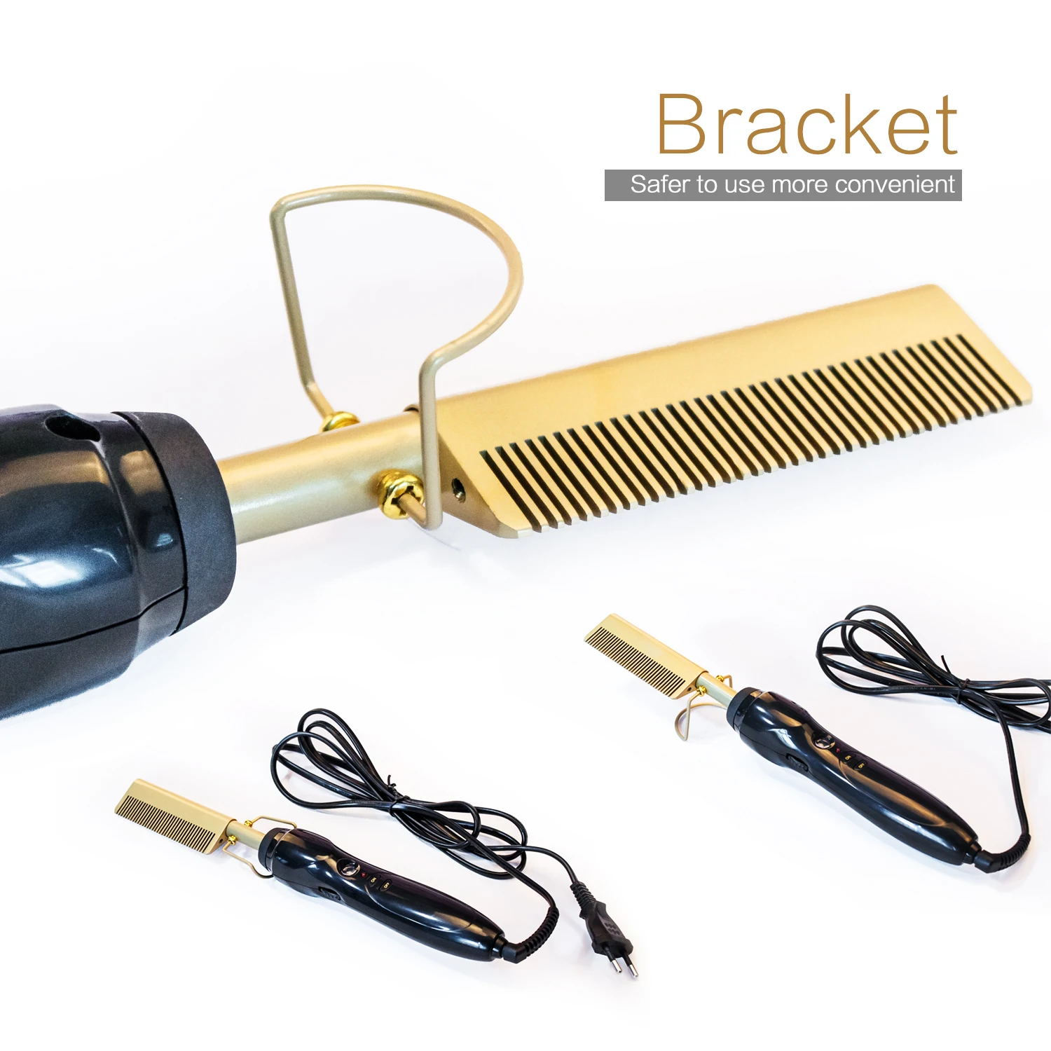 

Hot Comb Wet and Dry Hair Use Hair Curling Iron Straightener Comb Electric Environmentally Friendly Titanium Alloy Hair Curler
