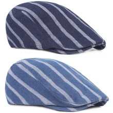 Мужская Женская Полосатая Кепка s повседневная Регулируемая газетная Кепка для гольфа джинсовые береты шапка