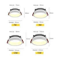 Anti Glare Dimmable Recessed Downlight lamp 7w 9w 12w 15w Led Spot Light 5