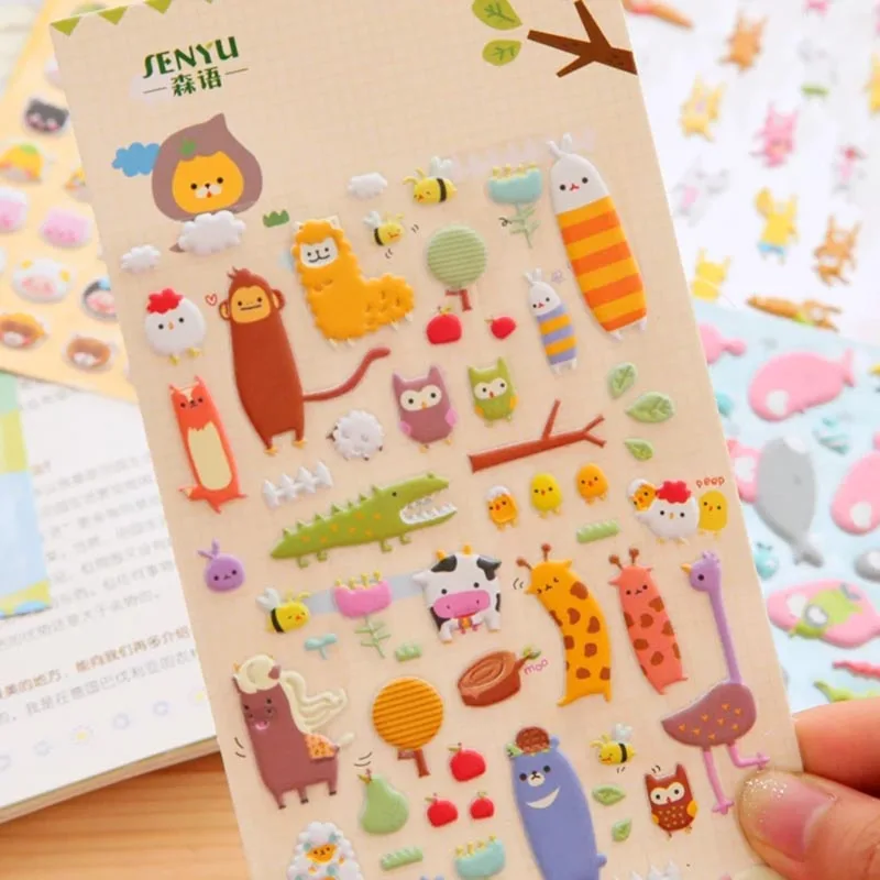 1Sheet Cute Zoo Cartoon Stickers Kids Toys 3D DIY Kawaii Fridge magne Diary Decoration Scrapbooking kindergarten gift Stationery