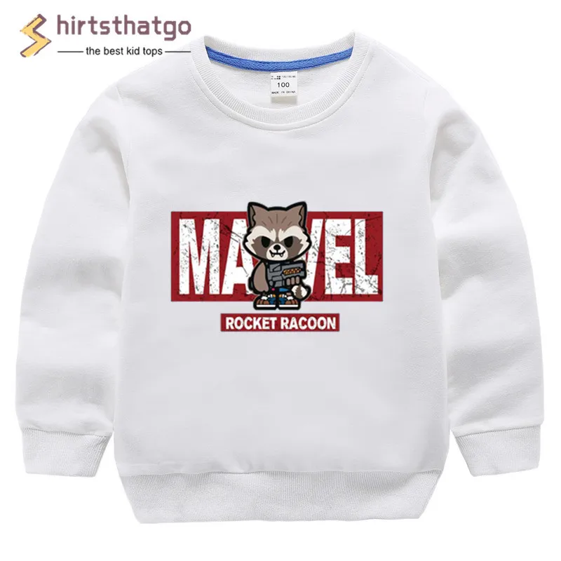 Boy Girl Rocket Racoon Funny Sweatshirts Kid Autumn Toddler Winter Clothes Kid Pullover Tops Black Friday Gift - Цвет: T98B-c white