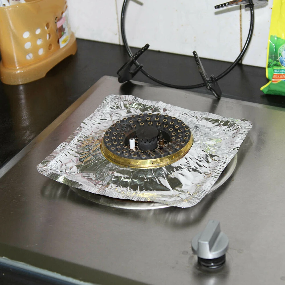 10PCS High Temperature Kitchen Gas Stove Aluminum Foil Paper Gas Stove