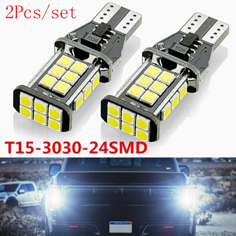 

2020 New 2PCS 1600Lm T15 W16W Super Bright 3030 24SMD CANBUS Car Backup Reserve Lights Bulb Tail Lamp Xenon White Drop Ship