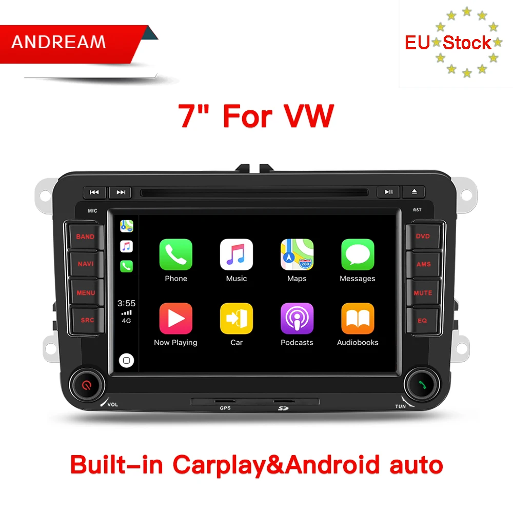 Discount Andream 7inch Car Dvd Player Radio for VW Fabia Jetta Sharan Multivan Tiguan Scirocco Altea Octavia Android Auto and Carplay 1