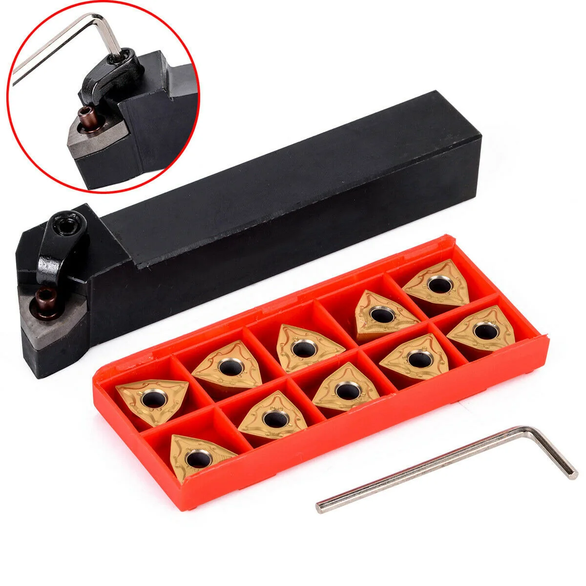 

MWLNR2020K08 Lathe Turning Tool Holder W/ 10pcs WNMG0804 Carbide Inserts For Finishing Tool