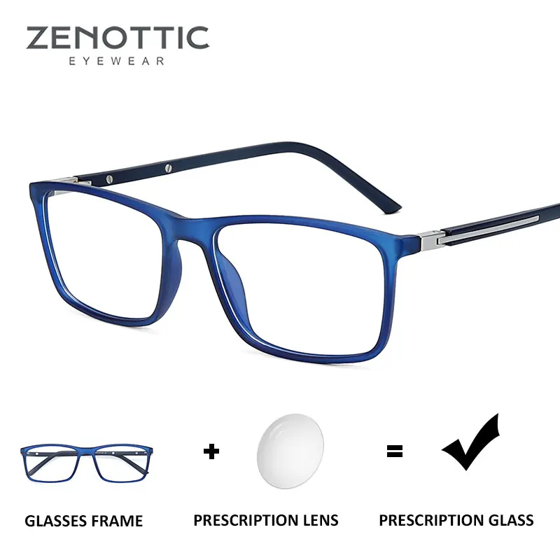 ZENOTTIC TR90 Prescription Glasses for Men Square Myopia Optical Photochromic Eyeglasses Frames