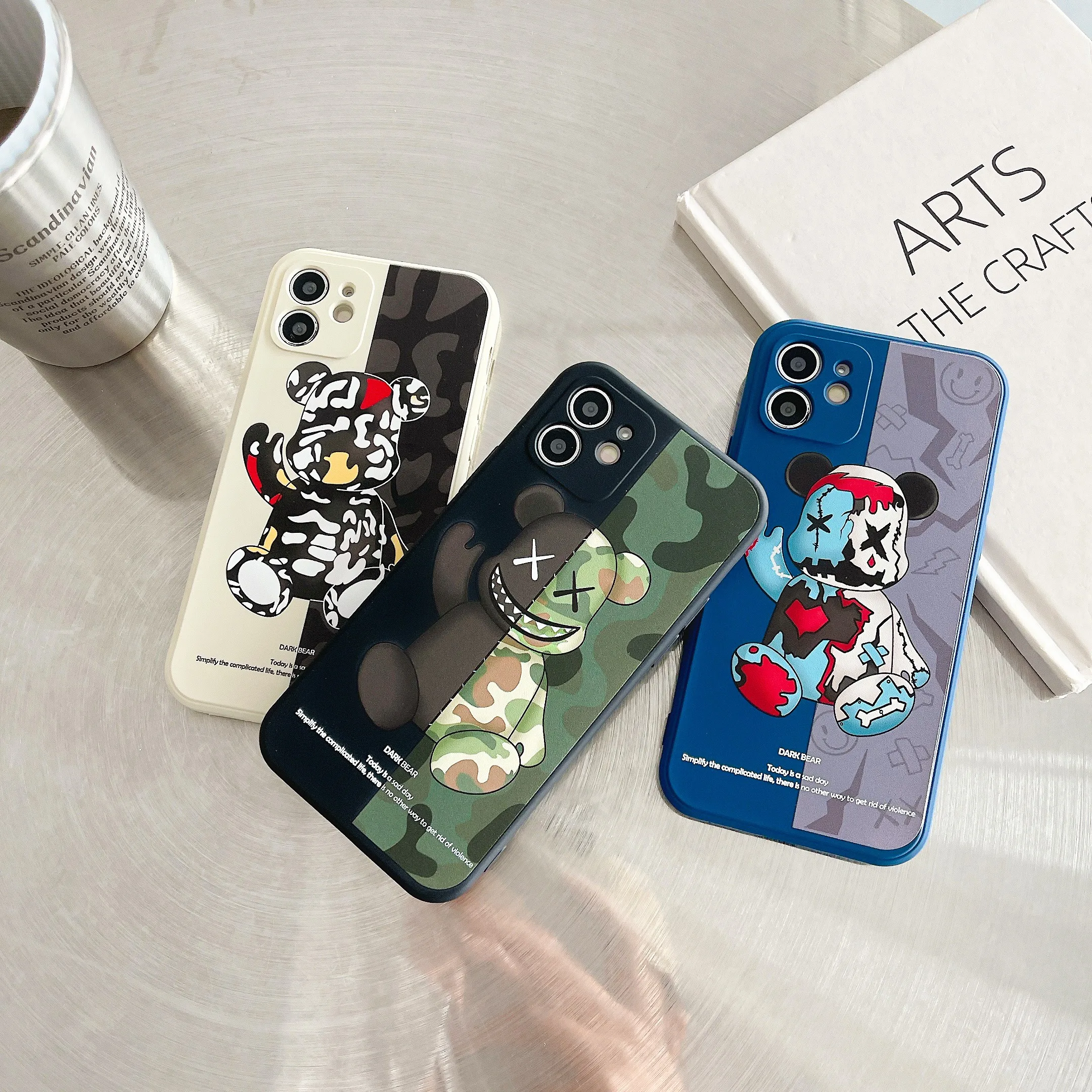 Fashion Side Liquid Gloomy Bear Case For iPhone 11 12 13 Pro Max Mini 7 8 Plus XR X XS MAX Trend Original INS Luxury Cover