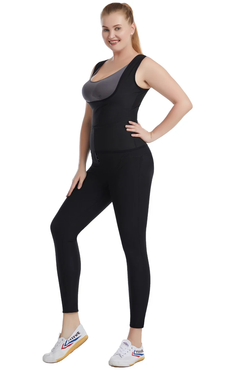 shapewear bodysuit Women's Body Shaper Hot Waist Trainer Workout Sweat Tank Top Slimming Pants Sauna Shirt Compression Leggings Shapewear Set thong shapewear