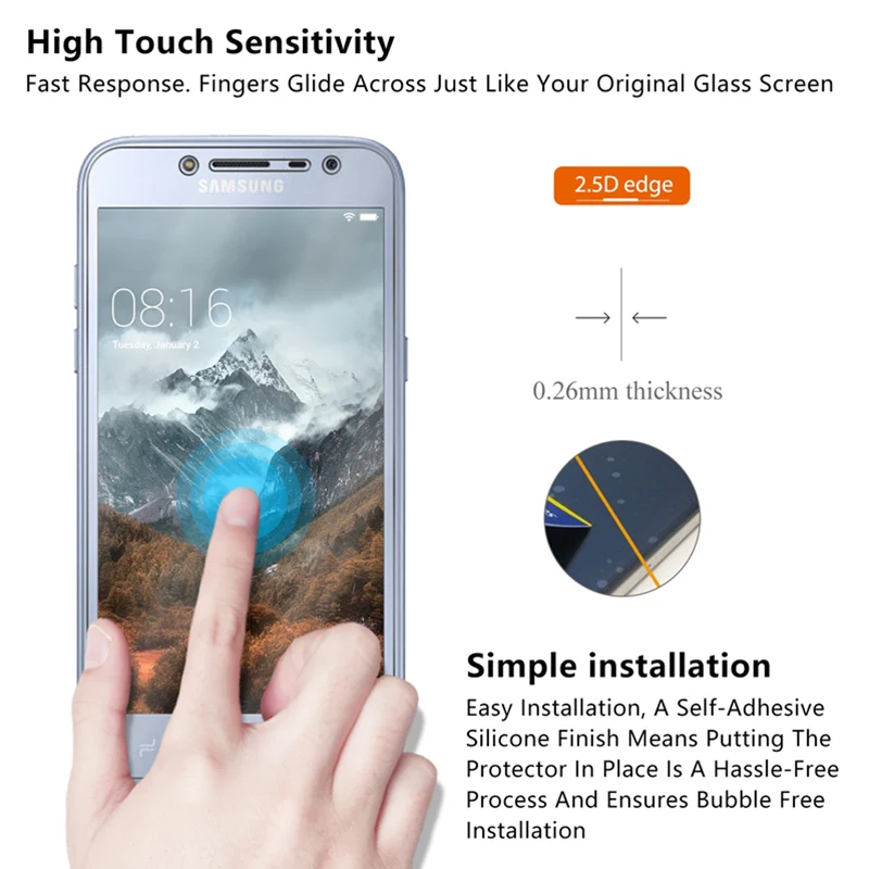 2 шт 9H HD закаленное защитное стекло для samsung Galaxy 10 C9 Pro C8 жесткое Переднее C7C5