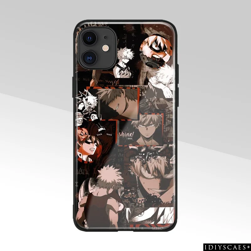 Katsuki Bakugo коллаж закаленное стекло Мягкий силиконовый чехол для телефона iPhone SE 6s 7 8