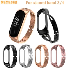 Для Xiaomi mi Band 3 4, ремешок для часов, металлические стразы, женский браслет, сменный ремешок для mi band 3 4, браслет