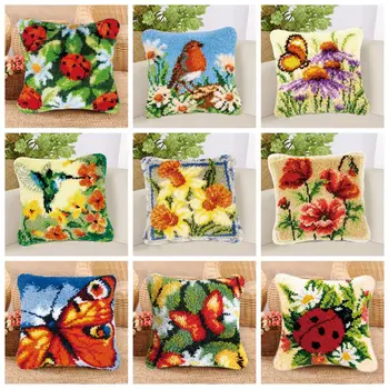 

Latch Hook Kits Diy Smyrna Knooppakket Klink Haak Kleed Bloemen Stork Butterfly Bird Latch Hook Pillow Foamiran For Flowers DIY