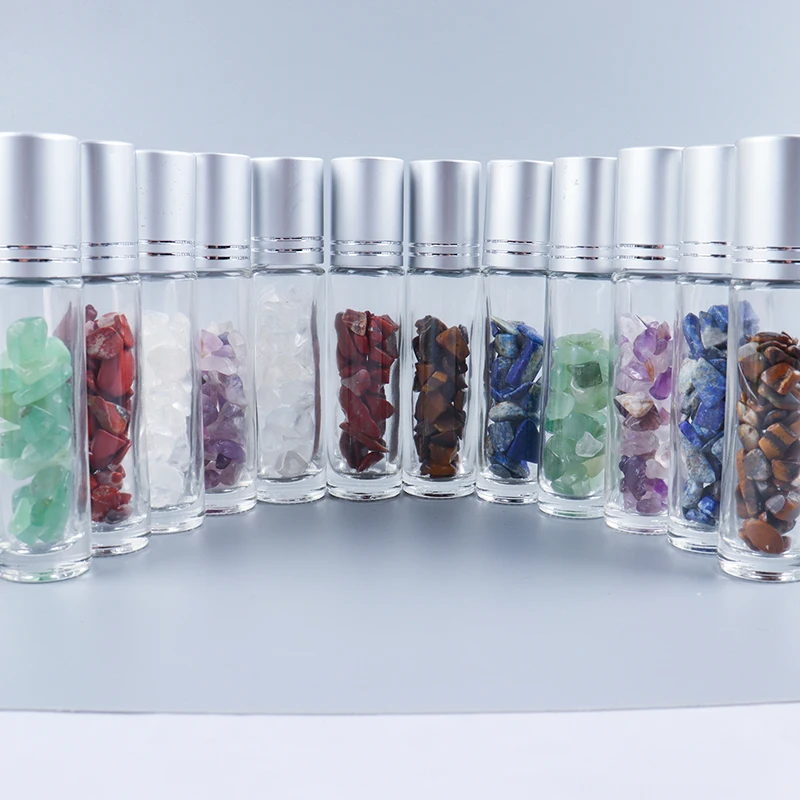 Crystal Jade Ball Roller Bottle Essential Oil Crushed Stone Natural Amethyst Healing Sphere Massage Around the Eyes Face Care 2