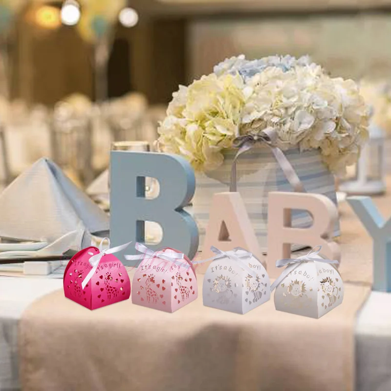 

50pcs Laser Cut Cute Tiger/Giraffe Animal Baby Shower Candy Box Party Favors Gift Box Favors Box Wedding Box For Party Supplies