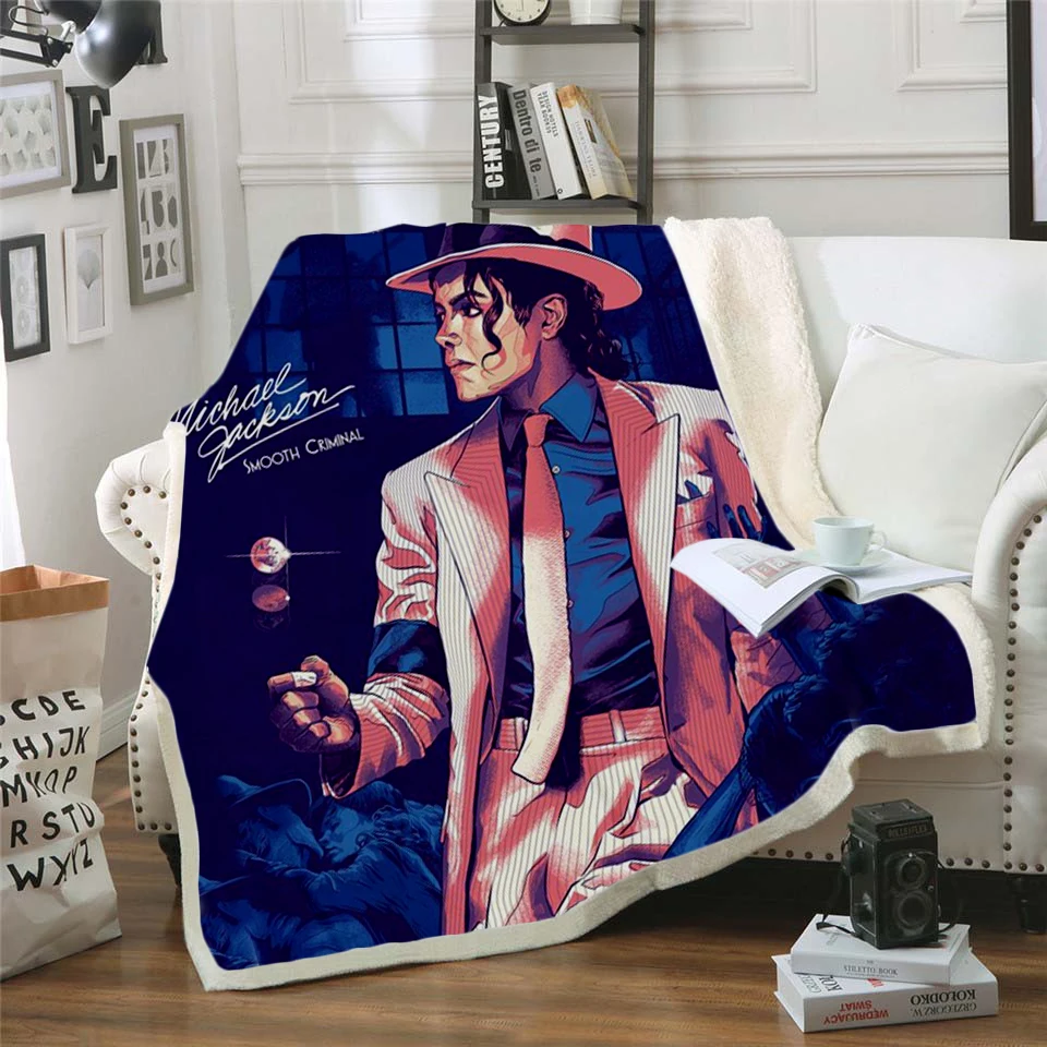 

Michael Jackson 3d printed fleece blanket for Beds Hiking Picnic Thick Quilt Fashionable Bedspread Sherpa Throw Blanket style-6