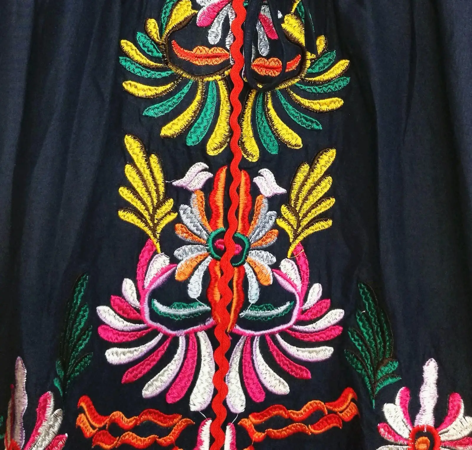 Bohemia Embroidery Dresses Chic Cotton Linen O Neck Floral Embroidered Dress Women Holiday Casual Dress Vestidos