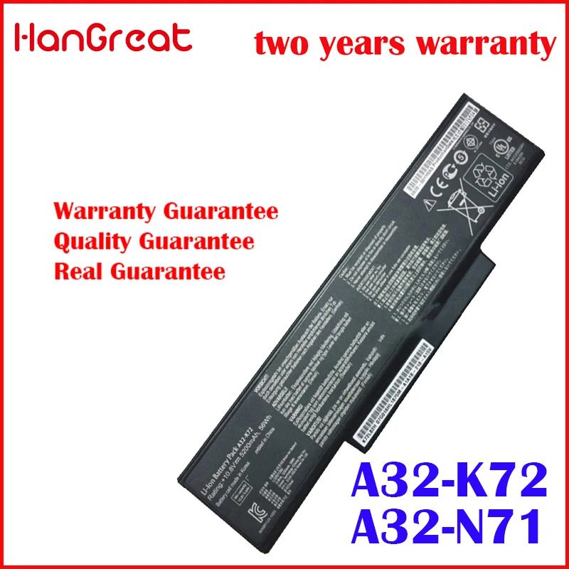 HanGreat новый ноутбук Батарея A32-K72 A32-N71 для Asus K73E K73J K73JK K73S K73SV N71 N71J N71JA N71JQ N71JV N71V N71VG N71VN