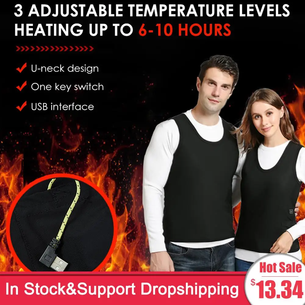 USB Smart Electric Heated Vest Warm 3 Adjustable Temperature Levels Abdomen Back Heating For Outdoor Hiking Cycling Skiing | Спорт и