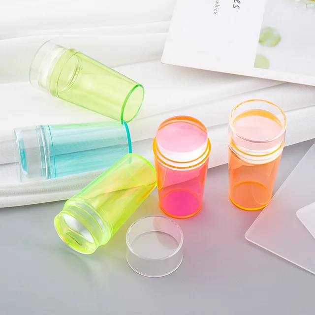 Colorful Transparent Nail Stamper with Scraper Jelly Silicone Stamp for French Nails Manicuring Kits Nail Art Stamping Tool 2