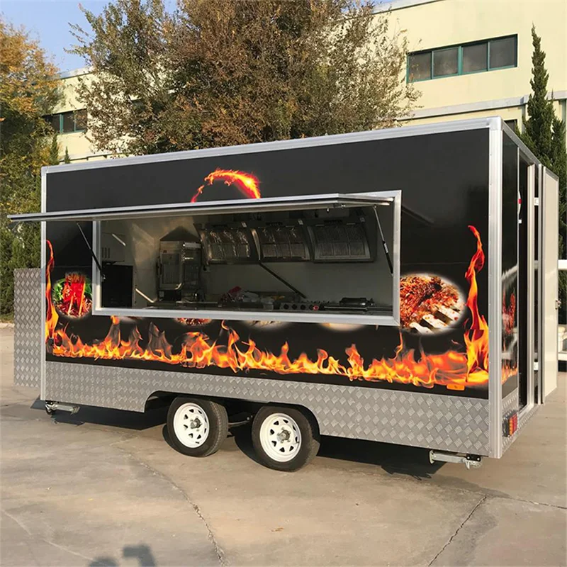 Custom Size Grill Equipment Kitchen Van Fast Food Trailer Mobile Tacos
