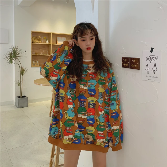 autumn sweatshirt women winter harajuku korean clothes fashion stranger things playful funny cartoon oversized hoodie women