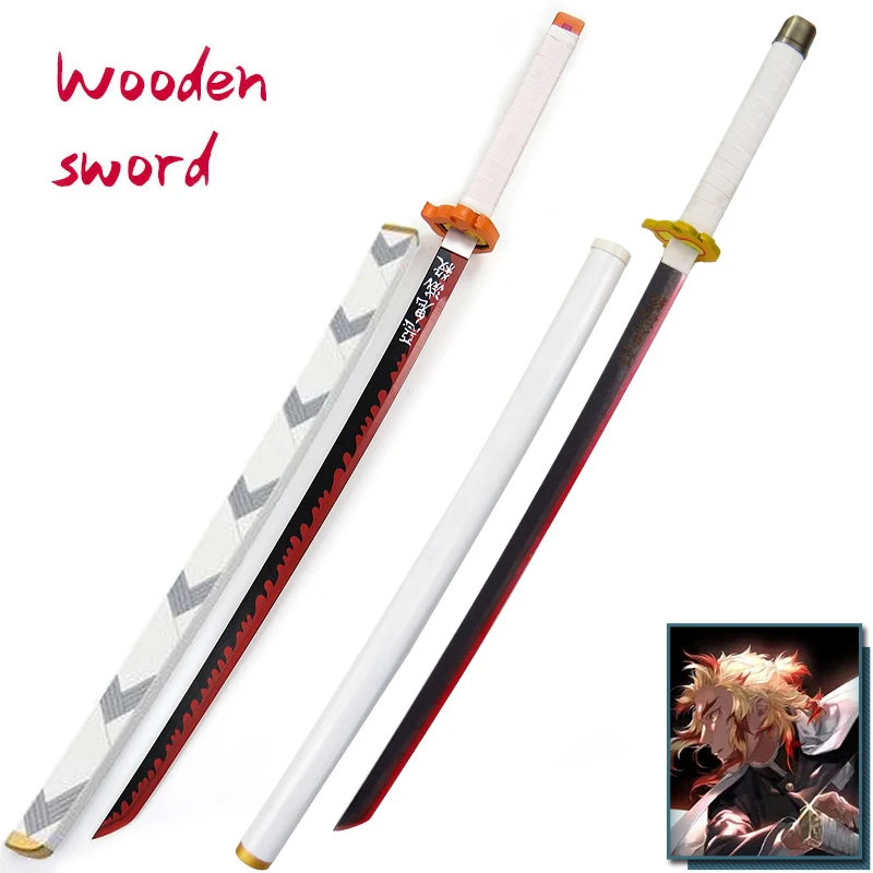 Espada de samurái con diseño japonés de madera espada de madera de 103 cm de largo espada de samurái de demoni Sword-Rengoku Kyoujurou 