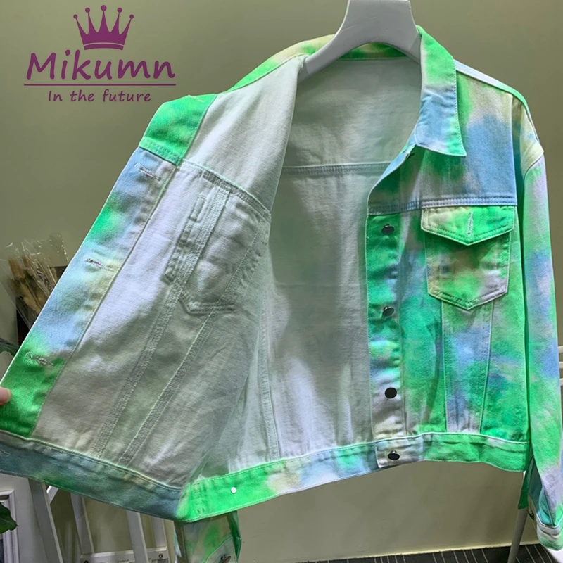 Красочные граффити короткие джинсовые куртки Панк Harajuku уличная Chaqueta Mujer Casaco feminino