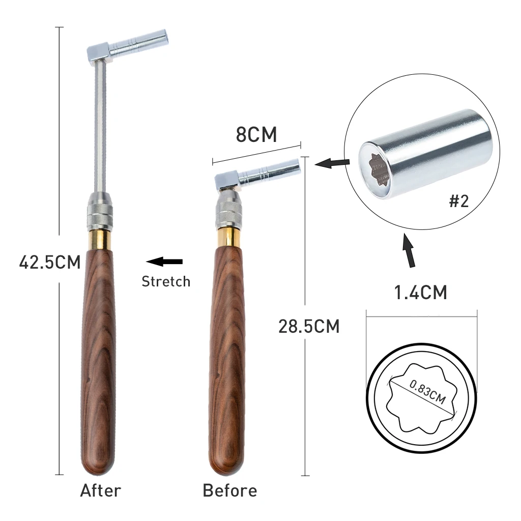 Профессиональное расширение ключ для настройки рояля с ручкой из палисандра Телескопический Восьмиядерный Прочный инструмент для настройки фортепиано