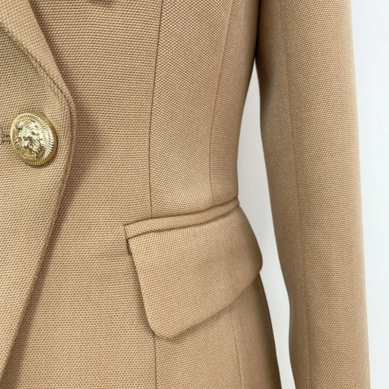 Winter Woman Blazer Jacket Coat Double Breasted Office Suit Female Chic Khaki Long Sleeve Blazers
