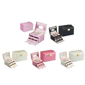 

Large Jewelry Packaging & Display Box Armoire Dressing Chest with Clasps Bracelet Ring Organiser Carrying Cases