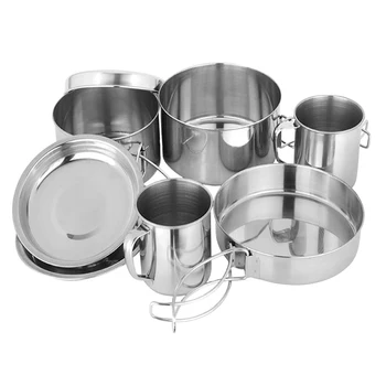 

8Pcs/Set Backpacking Camping Cookware Hiking Cookware Set Lightweight Folding Picnic Camp Cooking Gear