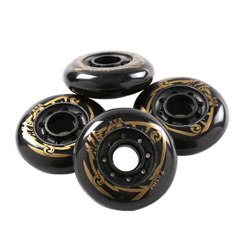 8pcs/set 85A Roller Skate Wheels Brush Street High Elastic Wear-resistant Brake Straight Pulley Flat Flower Wheel 72mm/76mm/80mm | Спорт и