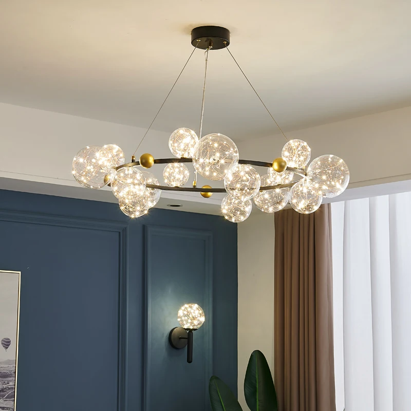 

Nordic Warm Romantic Gypsophila Led Pendant Lamp Art Bedrom Parlor Dining Room Bar Atmosphere Decoration Light Fixtures