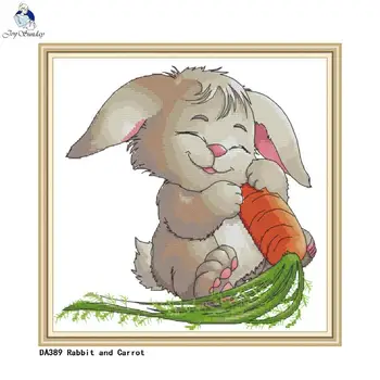 

Joy Sunday Needlework, DIY Handmade Cross stitch Embroidery kits,Rabbit and Carrot Patterns Counted Cross-Stitch Home Decor