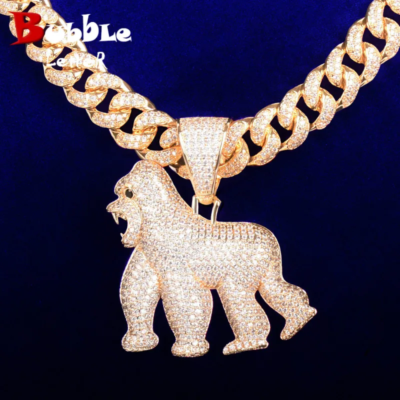 

Animal Orangutan Pendant Bling AAA Zircon Men's Hip Hop Necklace Rock Jewelry