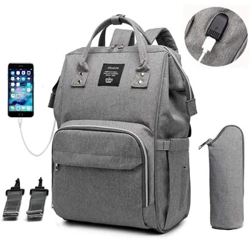 

Large-capacity Diaper Bag Bottle Heating Multi Mommy Bag Waterproof Travel baby diaper backpack With USB Interface with Gift